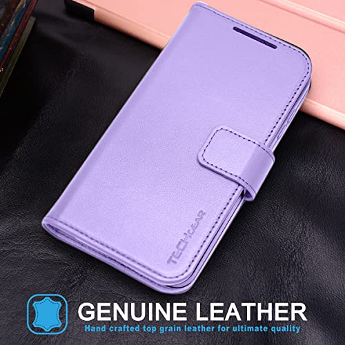 [Leather Wallet Case] Genuine Leather [RFID Blocking] Magnetic Flip Case with Card & Slots and Stand For Samsung Galaxy S23 Ultra