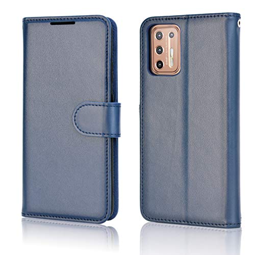 [Wallet Case] Protective Cover with Cash & Card Holder, Stand and Wrist Strap For Motorola Moto G9 Plus