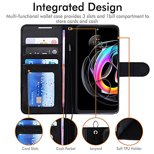 [Wallet Case] Protective Cover with Cash & Card Holder, Stand and Wrist Strap For Motorola Moto Edge 20 Lite