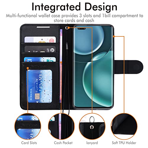 [Wallet Case] Protective Cover with Cash & Card Holder, Stand and Wrist Strap For Honor Magic 4 Pro 5G