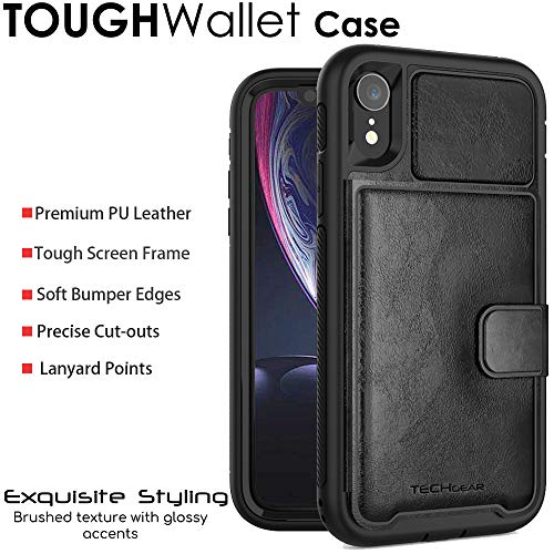 Tough Armoured Wallet 360 ShockProof Case with Card Slots & Stand for Apple iPhone XR