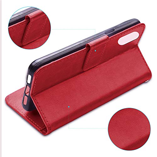 [Wallet Case] Protective Cover with Cash & Card Holder, Stand and Wrist Strap For Apple iPhone XS Max