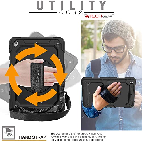 [UTILITY Case] Full Body Shockproof Case with Stand, Hand & Shoulder Strap for Apple iPad 10.2" 2021 - 2019 [9th/8th/7th Generation]