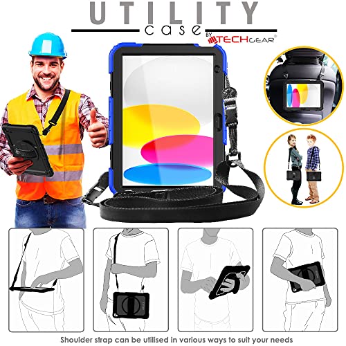 [UTILITY Case] Full Body Shockproof Case with Stand, Hand & Shoulder Strap for Apple iPad 11th & 10th Generation, iPad 2025 / 2022