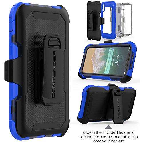 [Contender Case] iPhone XS Max Heavy Duty Case with Built-in Screen Protector, 360 [Full Body] Protective Cover with Kick Stand