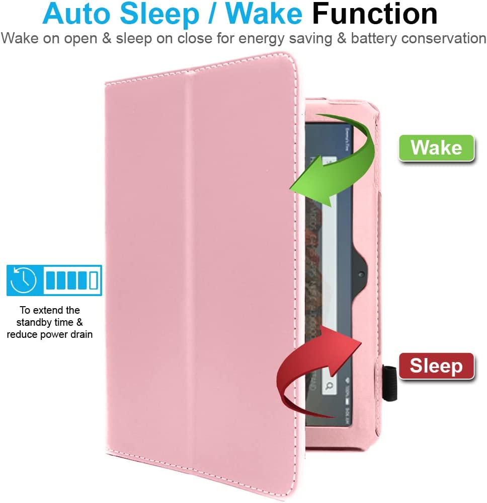 [Folio Case] Smart Cover Stand with Auto Sleep/Wake & Hand Strap For New Amazon Fire 7" (12th Generation / 2022)