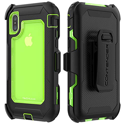 [Contender Case] iPhone XS Max Heavy Duty Case with Built-in Screen Protector, 360 [Full Body] Protective Cover with Kick Stand