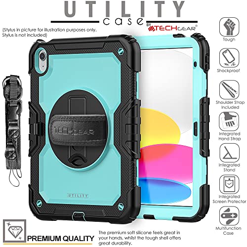 [UTILITY Case] Full Body Shockproof Case with Stand, Hand & Shoulder Strap for Apple iPad 11th & 10th Generation, iPad 2025 / 2022