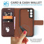 [Leather Wallet Case] Genuine Leather [RFID Blocking] Magnetic Flip Case with Card & Slots and Stand For Samsung Galaxy S22 Plus