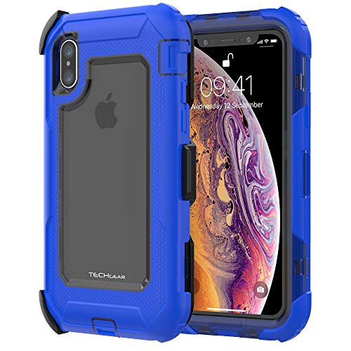 [Contender Case] iPhone XS Max Heavy Duty Case with Built-in Screen Protector, 360 [Full Body] Protective Cover with Kick Stand