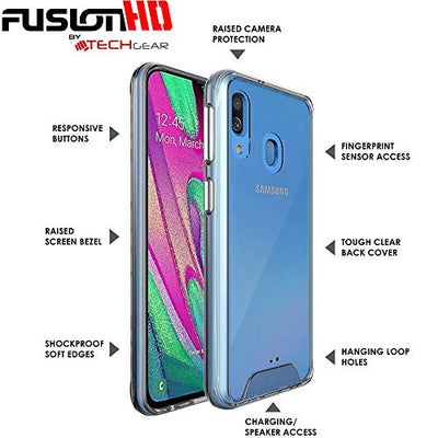 [Fusion HD Case] Shockproof Fused Gel Bumper & Hard Back Slim Clear Cover for Samsung Galaxy A40