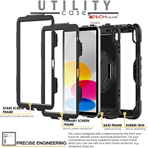 [UTILITY Case] Full Body Shockproof Case with Stand, Hand & Shoulder Strap for Apple iPad 11th & 10th Generation, iPad 2025 / 2022