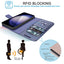 [Leather Wallet Case] Genuine Leather [RFID Blocking] Magnetic Flip Case with Card & Slots and Stand For Samsung Galaxy S23