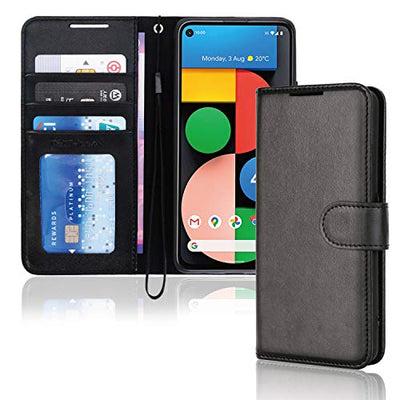 [Wallet Case] Protective Cover with Cash & Card Holder, Stand and Wrist Strap For Google Pixel 4a 5G