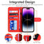 [Wallet Case] Protective Cover with Cash & Card Holder, Stand and Wrist Strap For Apple iPhone 14 Pro