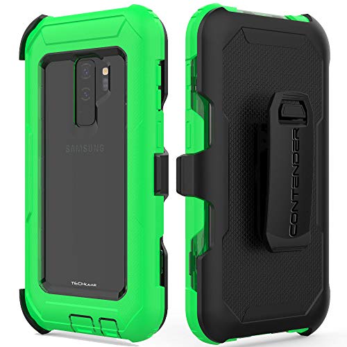[Contender Case] Samsung Galaxy S9 Plus Heavy Duty Case with Built-in Screen Protector, 360 [Full Body] Protective Cover with Kick Stand