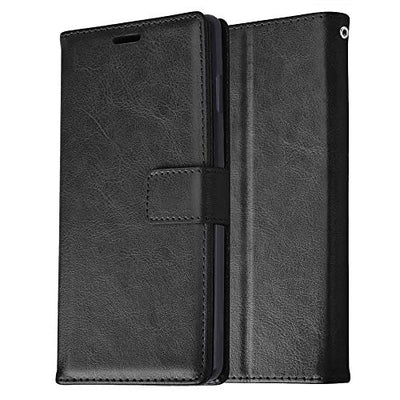 [Leather Wallet Case] Protective Cover with Cash & Card Holder, Stand and Wrist Strap For Apple iPhone XS, iPhone X