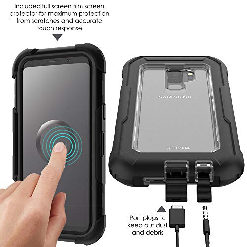 [Contender Case] Samsung Galaxy S9 Plus Heavy Duty Case with Built-in Screen Protector, 360 [Full Body] Protective Cover with Kick Stand