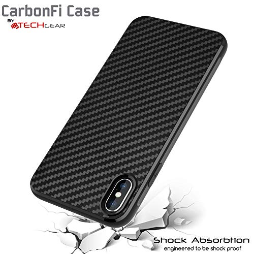 [CarbonFi Case] Flexible Shockproof  Slim Fit Case Cover with Carbon Fibre Detailing for iPhone XS Max 6.5"