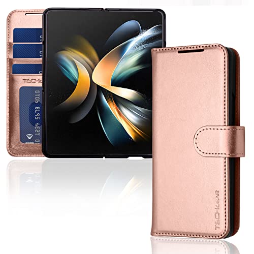 [Leather Wallet Case] Protective Cover with Cash & Card Holder, Stand and Wrist Strap For Samsung Galaxy Z Fold 4