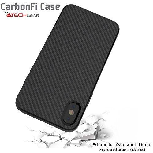[CarbonFi Case] Flexible Shockproof  Slim Fit Case Cover with Carbon Fibre Detailing for iPhone X 5.8"