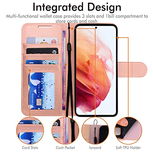 [Wallet Case] Protective Cover with Cash & Card Holder, Stand and Wrist Strap For Samsung Galaxy S23