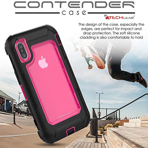 [Contender Case] iPhone XS Max Heavy Duty Case with Built-in Screen Protector, 360 [Full Body] Protective Cover with Kick Stand