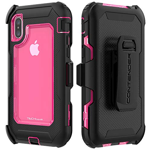 [Contender Case] iPhone XS Max Heavy Duty Case with Built-in Screen Protector, 360 [Full Body] Protective Cover with Kick Stand