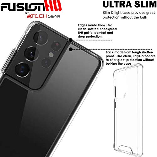 [Fusion HD Case] Shockproof Fused Gel Bumper & Hard Back Slim Clear Cover for Samsung Galaxy Galaxy S21 Ultra