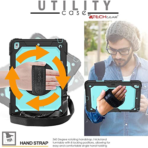 [UTILITY Case] Full Body Shockproof Case with Stand, Hand & Shoulder Strap for Apple iPad 10.2" 2021 - 2019 [9th/8th/7th Generation]