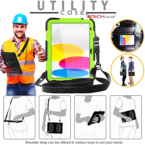 [UTILITY Case] Full Body Shockproof Case with Stand, Hand & Shoulder Strap for Apple iPad 11th & 10th Generation, iPad 2025 / 2022