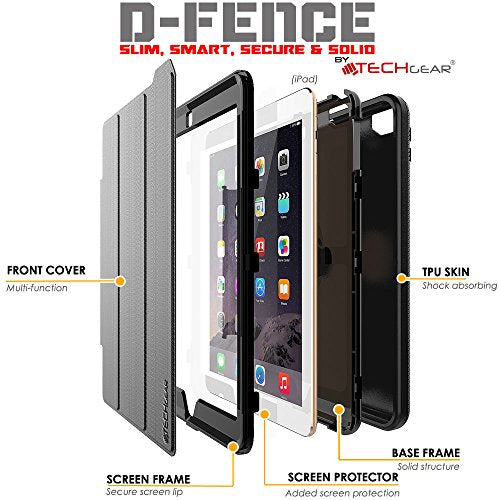 [D-FENCE Case] Tough & Rugged Smart Case For Apple iPad 9.7" (2018 / 2017)