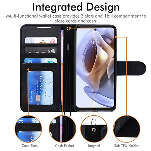 [Wallet Case] Protective Cover with Cash & Card Holder, Stand and Wrist Strap For Motorola Moto G31 / G41