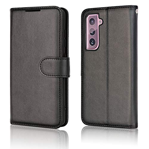 [Wallet Case] Protective Cover with Cash & Card Holder, Stand and Wrist Strap For Samsung Galaxy S21