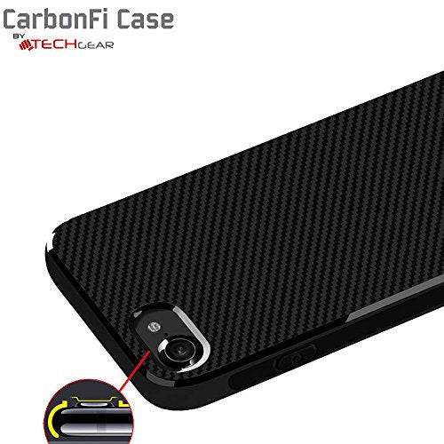 [CarbonFi Case] Flexible Shockproof  Slim Fit Case Cover with Carbon Fibre Detailing for iPhone SE 2022 / 2020, iPhone 8 / 7