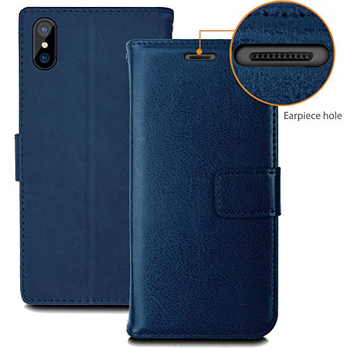 [Wallet Case] Protective Cover with Cash & Card Holder, Stand and Wrist Strap For Apple iPhone XS Max