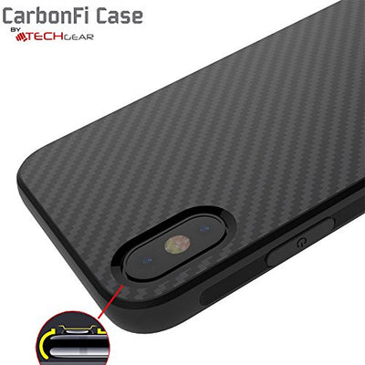 [CarbonFi Case] Flexible Shockproof  Slim Fit Case Cover with Carbon Fibre Detailing for iPhone X 5.8"