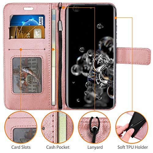 [Wallet Case] Protective Cover with Cash & Card Holder, Stand and Wrist Strap For Samsung Galaxy S20 Ultra
