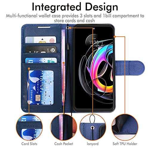 [Wallet Case] Protective Cover with Cash & Card Holder, Stand and Wrist Strap For Motorola Moto Edge 20 Lite