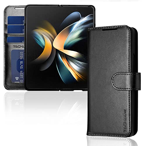 [Leather Wallet Case] Protective Cover with Cash & Card Holder, Stand and Wrist Strap For Samsung Galaxy Z Fold 4