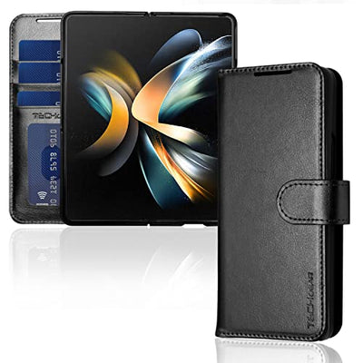 [Leather Wallet Case] Protective Cover with Cash & Card Holder, Stand and Wrist Strap For Samsung Galaxy Z Fold 4