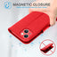 [Leather Wallet Case] Genuine Leather [RFID Blocking] Magnetic Flip Case with Card & Slots and Stand For iPhone 13 6.1"