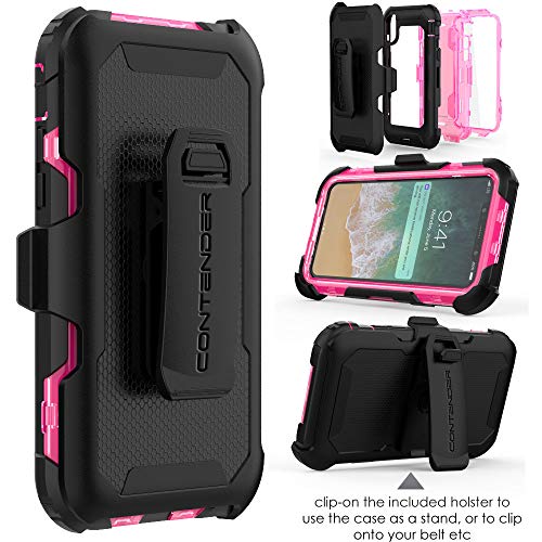 [Contender Case] iPhone XS Max Heavy Duty Case with Built-in Screen Protector, 360 [Full Body] Protective Cover with Kick Stand