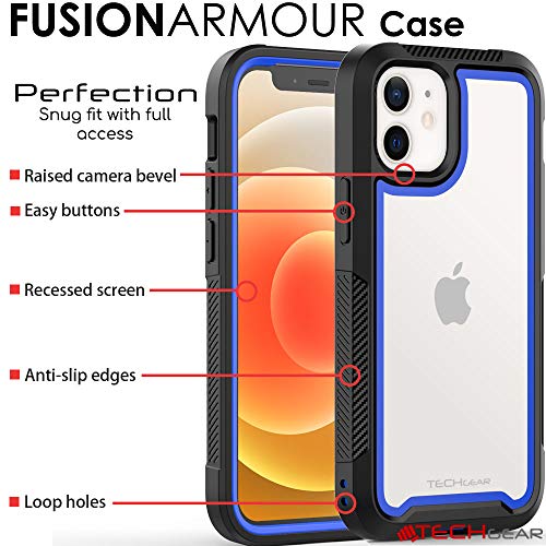 [Fusion Armour Case] Premium Slim Hybrid Tough Heavy Duty, Clear Back Bumper Case for iPhone 12 Mini