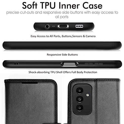 [Wallet Case] Protective Cover with Cash & Card Holder, Stand and Wrist Strap For Samsung Galaxy A04s / A13 5G