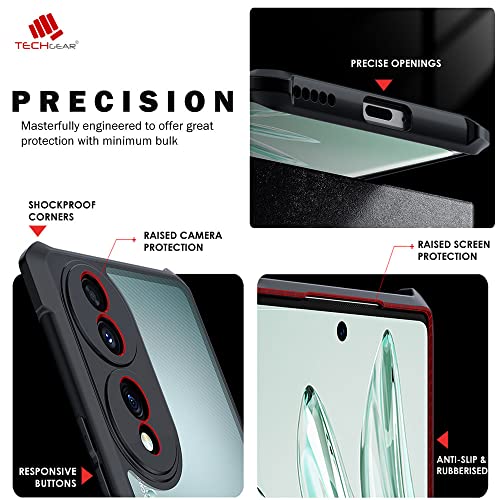 [Fusion Armour Case] Premium Hybrid Tough Heavy Duty, Clear Back, Bumper Case for Honor 70 5G