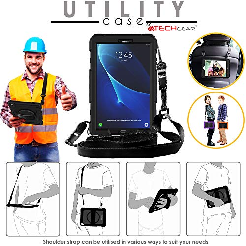 [UTILITY Case] Full Body Shockproof Case with Stand, Hand & Shoulder Strap for Samsung Galaxy Tab A 10.1" (SM-T580)