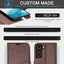 [Leather Wallet Case] Genuine Leather [RFID Blocking] Magnetic Flip Case with Card & Slots and Stand For Samsung Galaxy S22 Plus