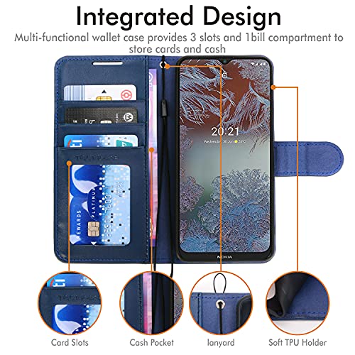 [Wallet Case] Protective Cover with Cash & Card Holder, Stand and Wrist Strap For Nokia G10 / G20