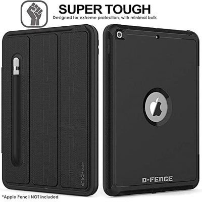 [D-FENCE Case] Tough & Rugged Smart Case For Apple iPad 10.2" 9th, 8th, 7th Generation